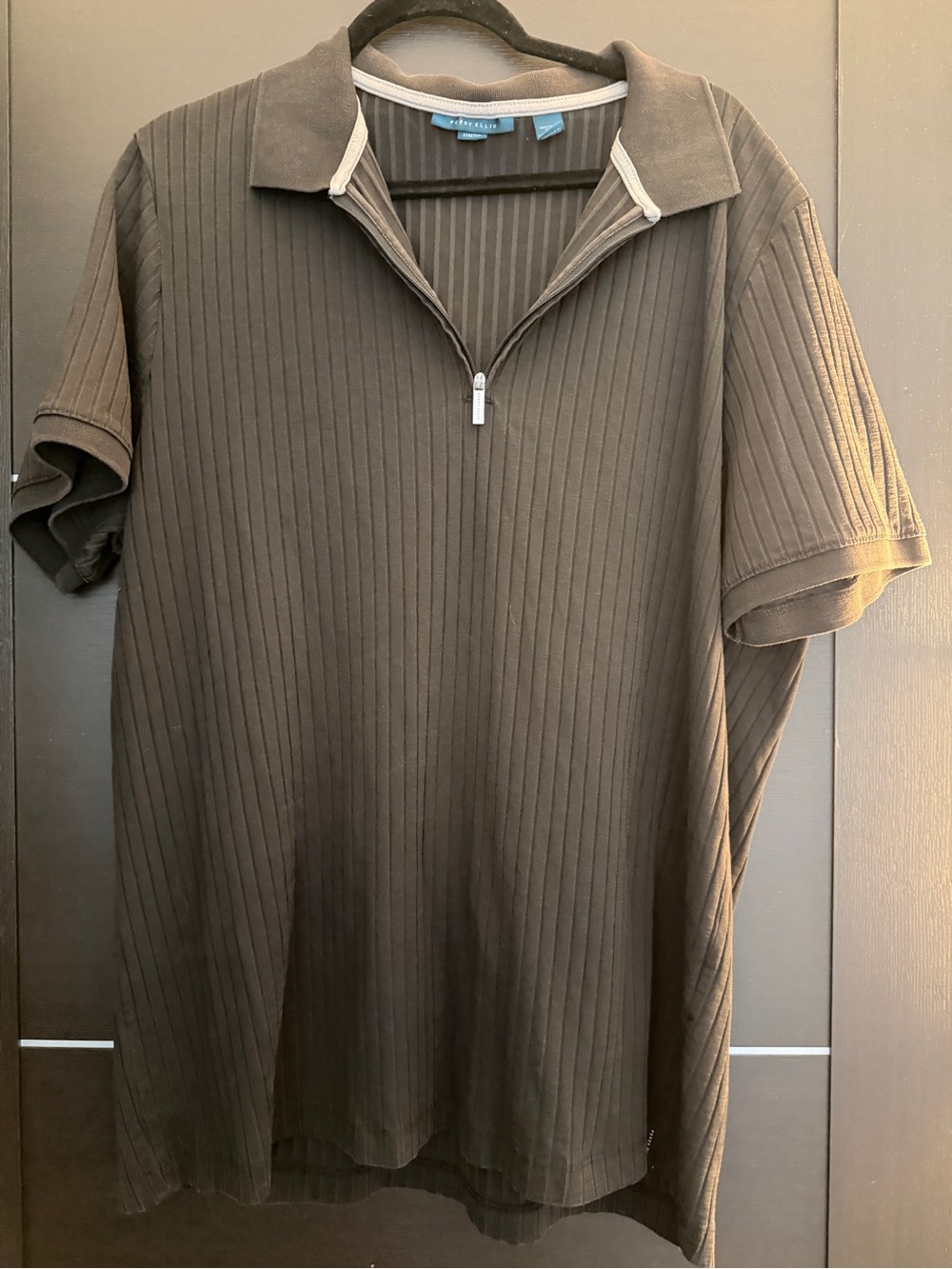 Perry Ellis Ribbed Half-Zip Polo - black